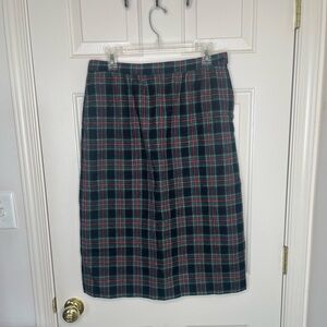 Vintage Pendleton Wool Plaid Skirt  black Stewart Tartan Knee Length | 12